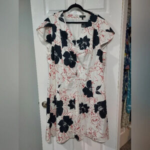 NWT Ulla Popken Rockabilly Vintage Floral Cotton Fit & Flare Dress Size 26